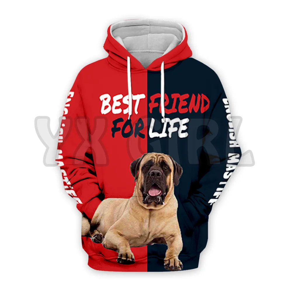 English Mastiff  3D Printed Hoodies  Unisex Pullovers Funny Dog Hoodie Casual Street Tracksuit