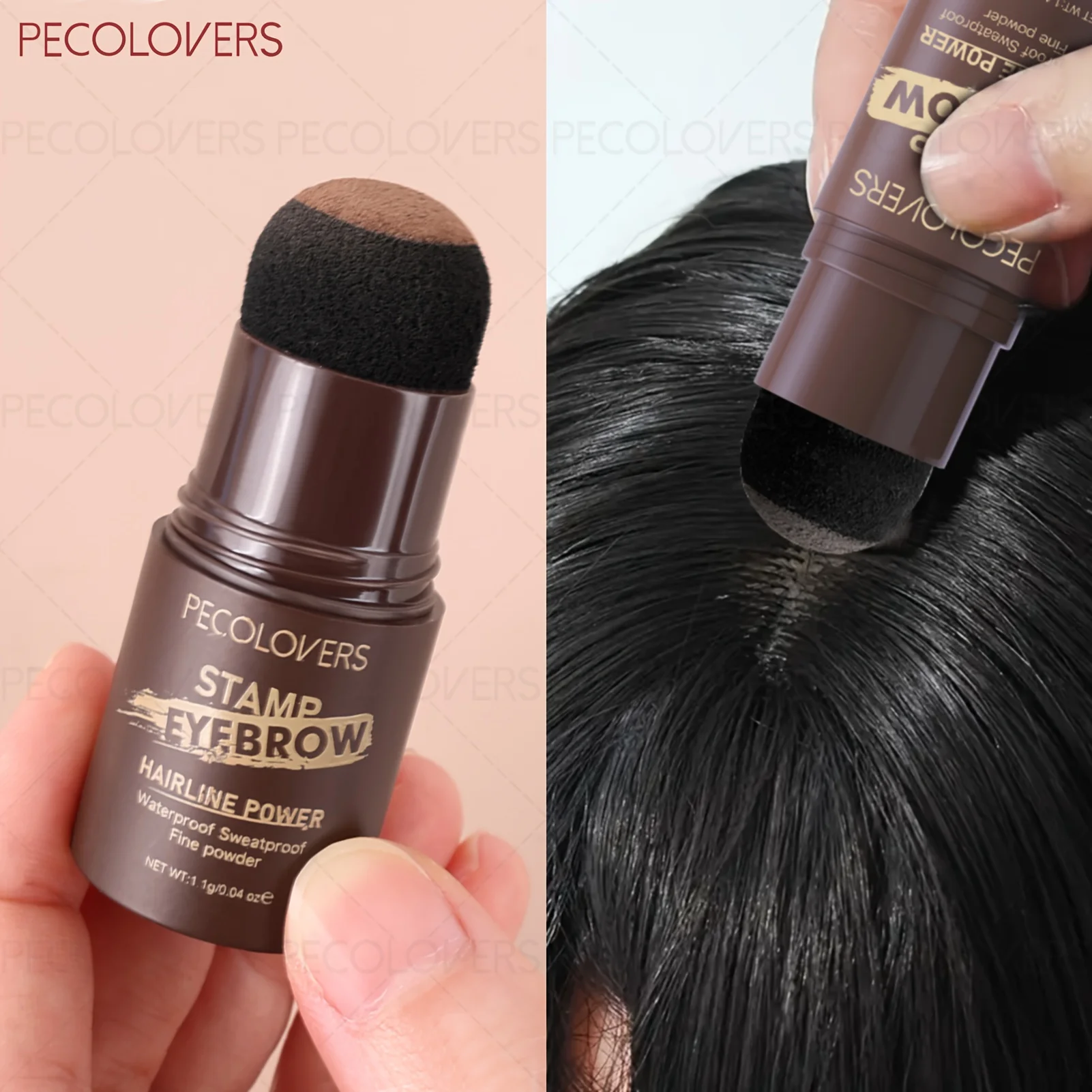 1PC Instant Uniform Hairline Shadow Powder Stick, Waterproof Long-lasting, Natural Finish Sponge Pen for All Skin Tones, Gray Root Coverage