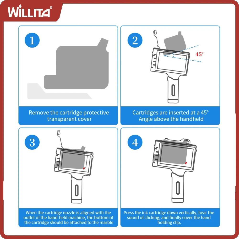 Willita-Imprimante à jet d\'encre à main, déterminer la date d\'expiration de la production, code de lot, numéro de série, code à barres, code QR,