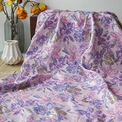 Relief Gold Pink Purple Flower Jacquard Fabric Women's Dress Fluffy Skirt Vest Decorative Sewing Fabric