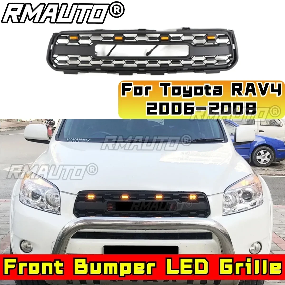 Front Racing Facelift Upper Radiator Grilles For Toyota RAV4 2006-2008 Car Front Bumper Racing Grille Grill Modification Part