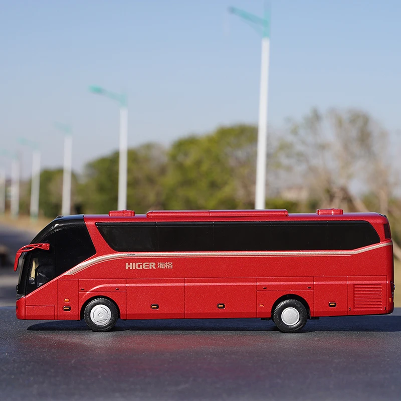 High Quality 1:42 Suzhou Jinlong Higer KLQ6127BAE51 Diecast Scale Bus Model Alloy Highway Bus Toy Model