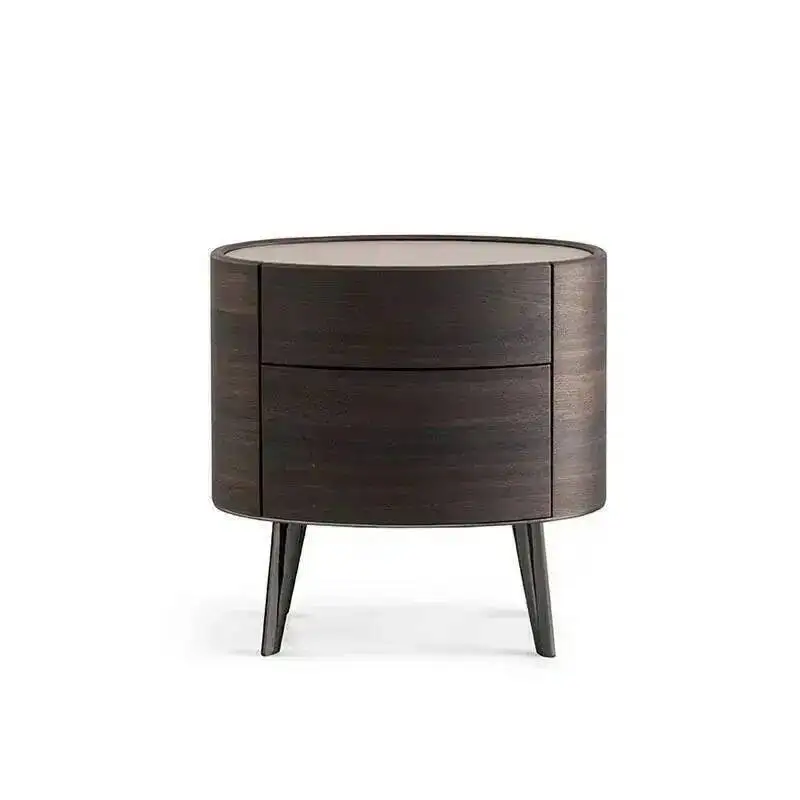 

Minimalist Hotel Modern Bedside Small Wood Table Light Luxury Creative Oval Small Side A Few Pairs of Drawer Storage Cabinets
