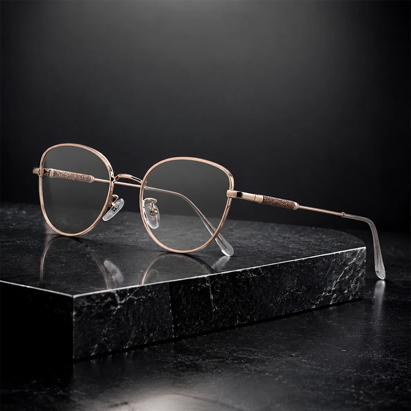 1pc Thin Irregular Round Anti Blue Light Glasses, Textured Pattern Temples Non-Prescription Eyeglasses for Elegant Women Daily﻿