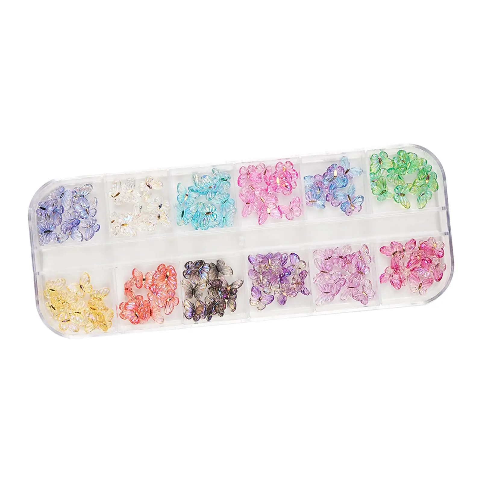 Pegatinas de mariposa con purpurina para decoración de uñas, conjunto de dijes 3D para uñas, calcomanías de resina para mujeres y niñas, accesorios de decoración de uñas DIY