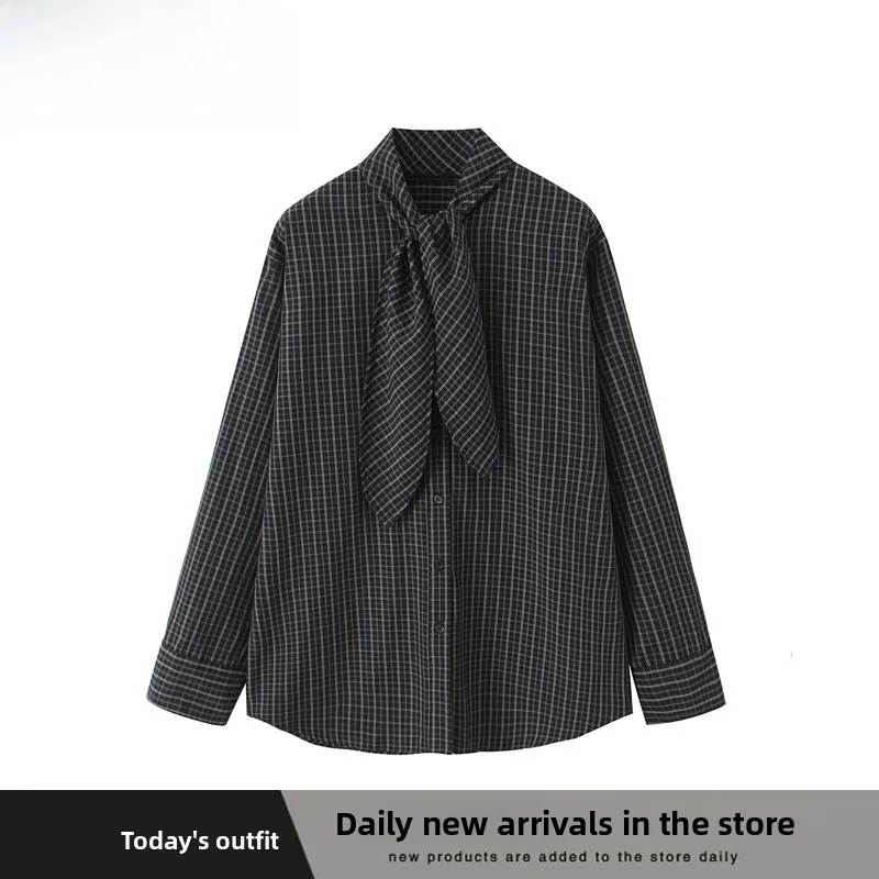 وشاح منقوش من القطن من Faionable ZR Sle للنساء irt Street Sle فضفاض مناسب من ألياف البوليستر طويل Sve irt مع ربطة عنق