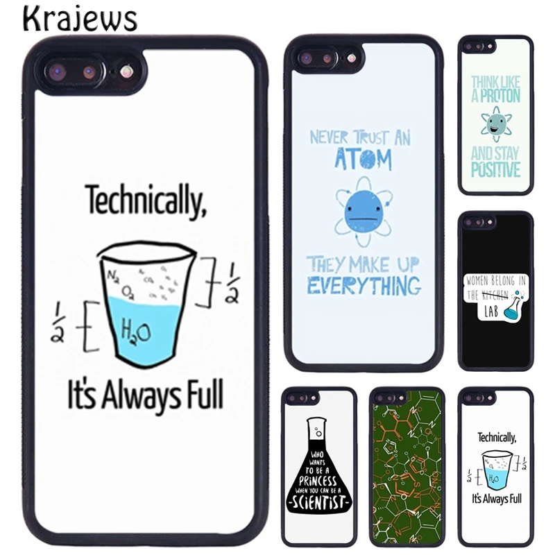 Krajews Atom Science Chemistry Rubber Phone Case For iPhone 16 15 14 XR XS 11 12 mini 13 Pro MAX Plus cover coque