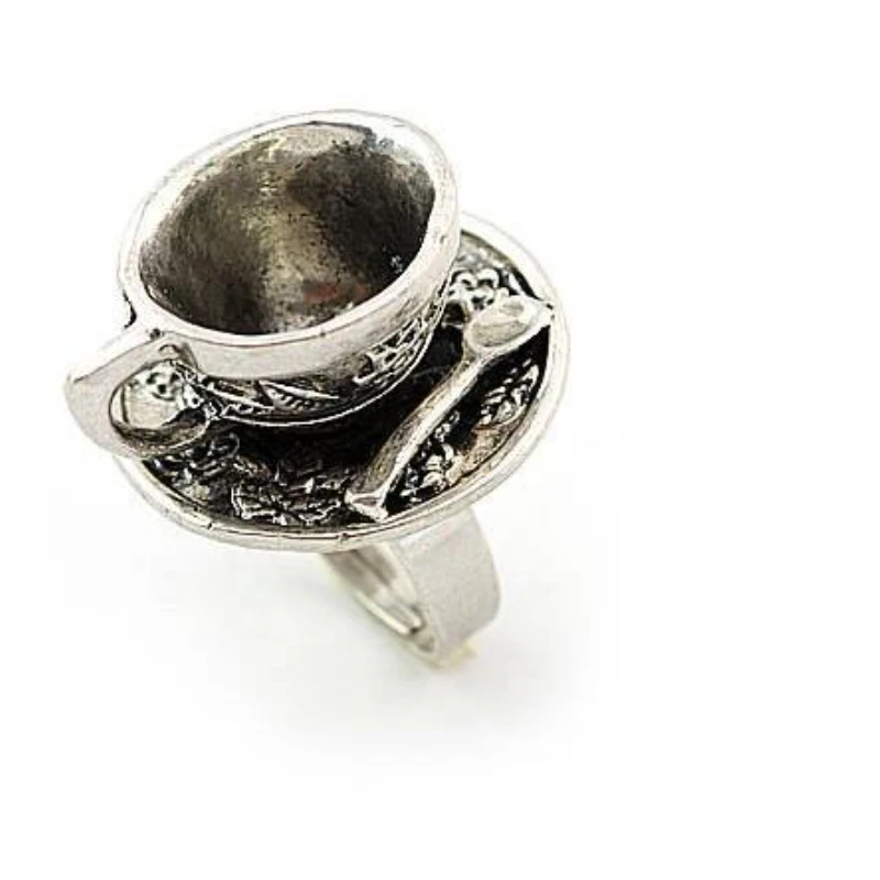 Play Fun 3D Coffee Cup Spoon Vintage Ring