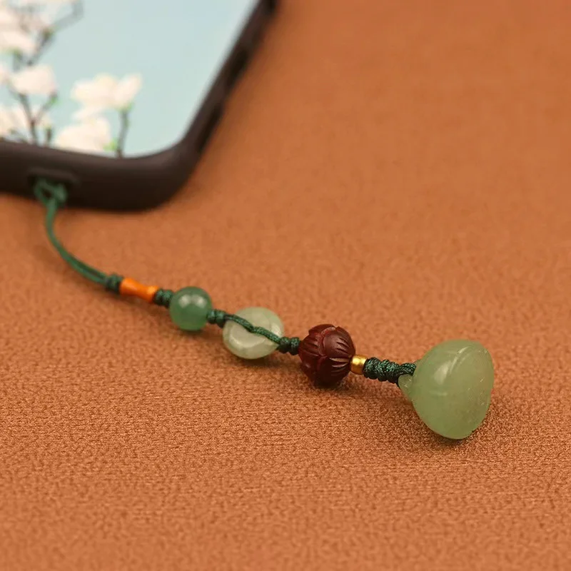 New Chinese Style Handmade Lotus Pod Keychain USB Flash Drive Pendant Vintage Creative Phone Lanyard for Women Gifts