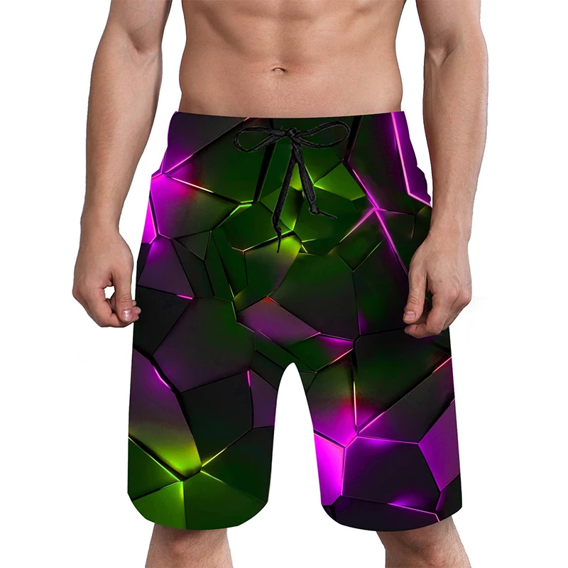 

3D Print Quick Dry Swim Trunks For Men Summer Casual Surf Elastic Waist Beach Shorts Mens Drawstring Boardshorts Streetwear