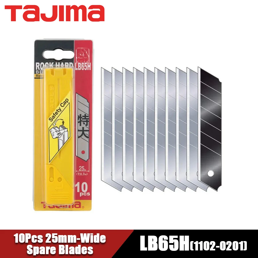 TAJIMA LB65H 10Pcs 25mm Utility Knife Blades H-Type Replacement Blade Cutting Tool Accessories 1102-0201