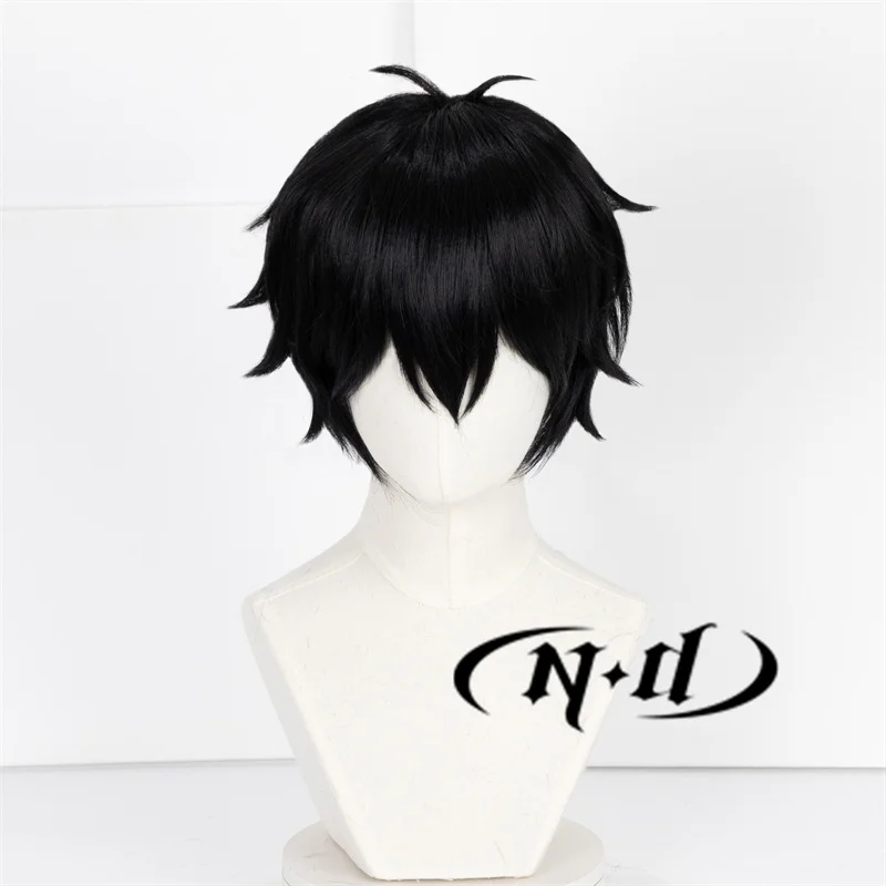 شعر مستعار تأثيري ND Jo Togame ، قاطع رياح أنيمي ، شعر أسود لحفل أزياء الهالوين ، شعر اصطناعي عالي الجودة