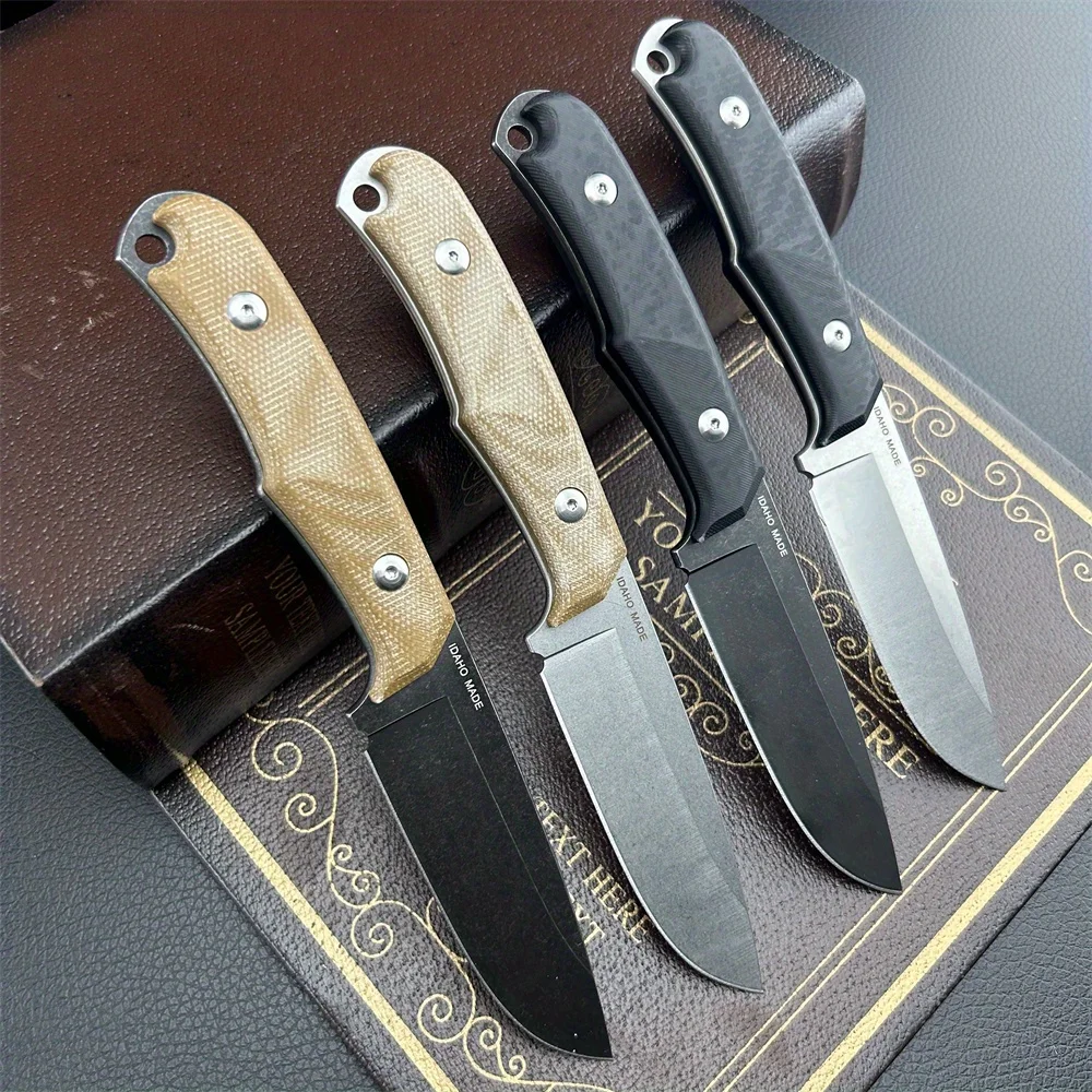 R Small Mini Straight Knife D2 Blade G10/Flax Handle Camping Outdoor Survival Fixed Blade Knife with Kydex Sheath Utility Tool