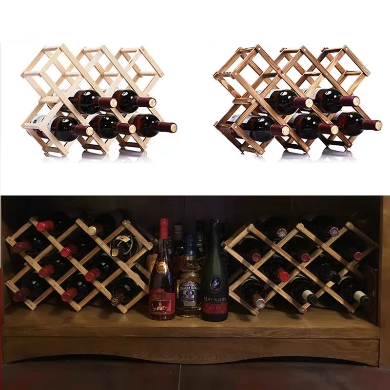 Wooden Red Wine Rack 3/6/10 Bottle Mount Kitchen Holders Exhibition Organizer Barware