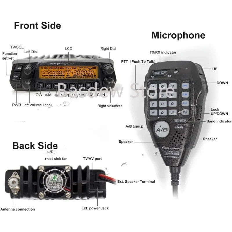 

Transmitter Vehicle Radio AT-5888UV Dual Band Mobile Transceiver VHF/UHF