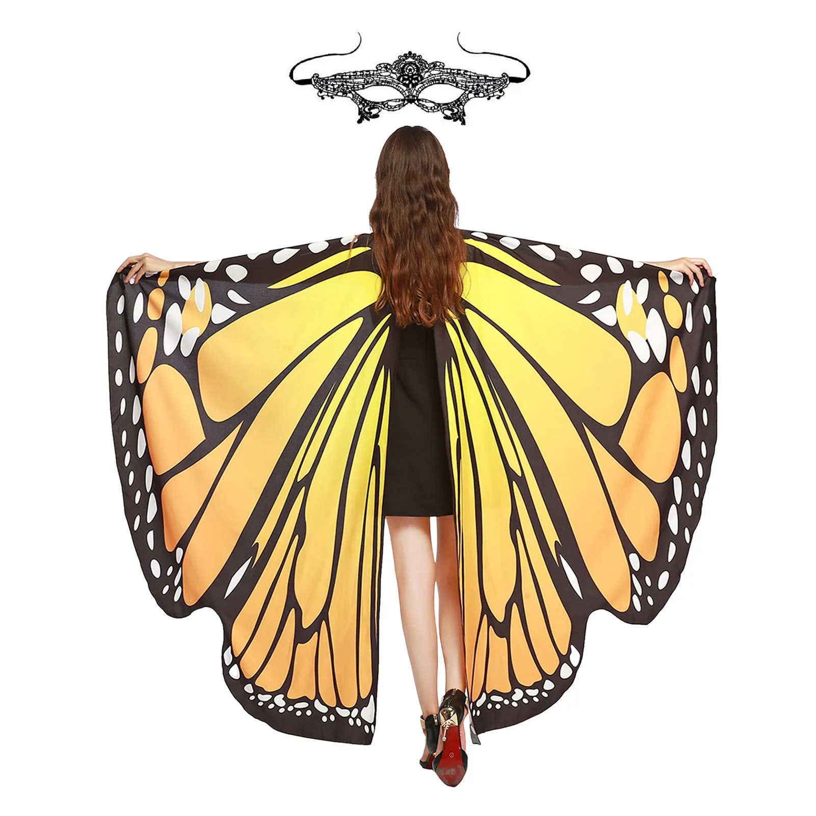 Halloween Butterfly Wings Costume Butterfly Shawl Double Side Printed Fairy Cape Festivals Carnival Cosplay Performance