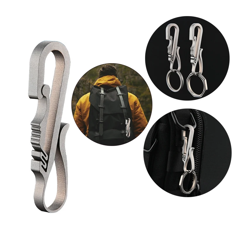 1PCS Titanium Alloy Keychain Tiranium Buckle Key Ring Titanium Buckles EDC Outdoor Tool Father's Day Gift Car Accessories