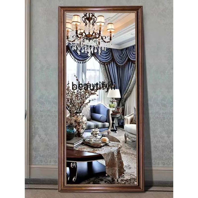 

Dressing Mirror European-Style Retro Floor Full Body Wall Hanging Full-Length Mirror Wall-Mounted French Clothing Store