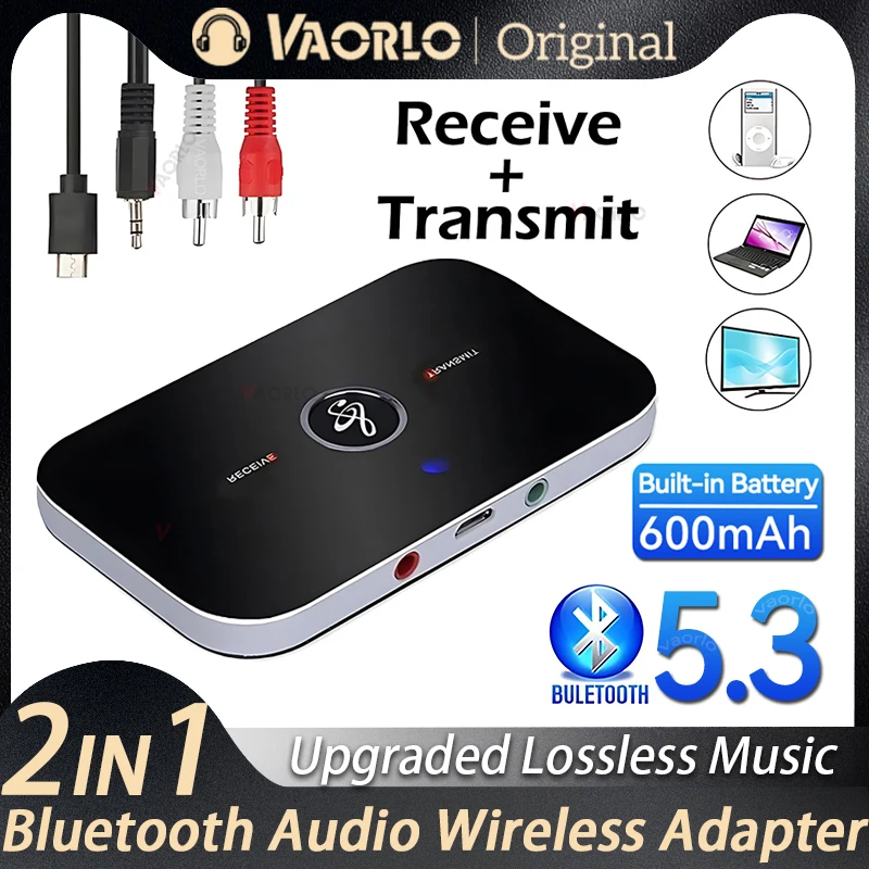 New Upgrad Bluetooth 5.3 Audio Transmitter Receiver RCA 3.5mm AUX Jack USB Dongle Music Wireless Adapter For Car PC TV Headphone