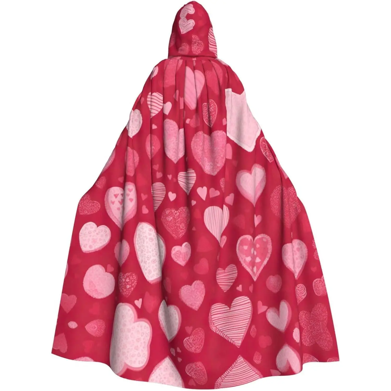 

Love Print Adults Hooded Cloak with Halloween Christmas Witch Cape Robe Costume Party for Travel Office Sofa Water Resistant
