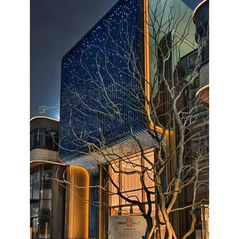 Piaget deep blue half arc ceramic facade hotel catering store handmade glaze background wall tile customization