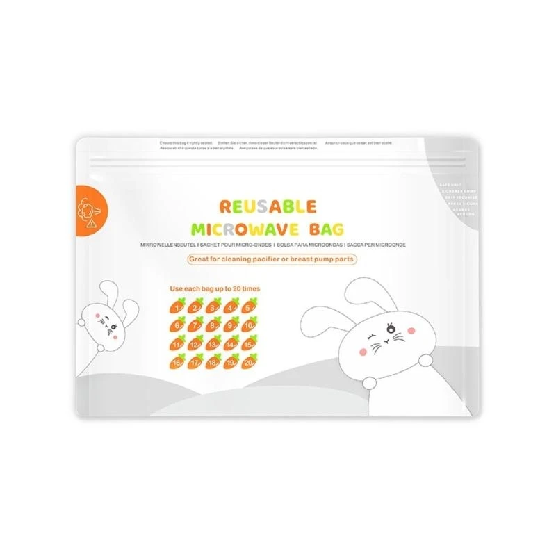 16/42 Count Cleaning Bag Reusable Microwave Steam Sterilizer Bags for Breastpump Part/Baby Bottle 20 Times/Sheet 24BE