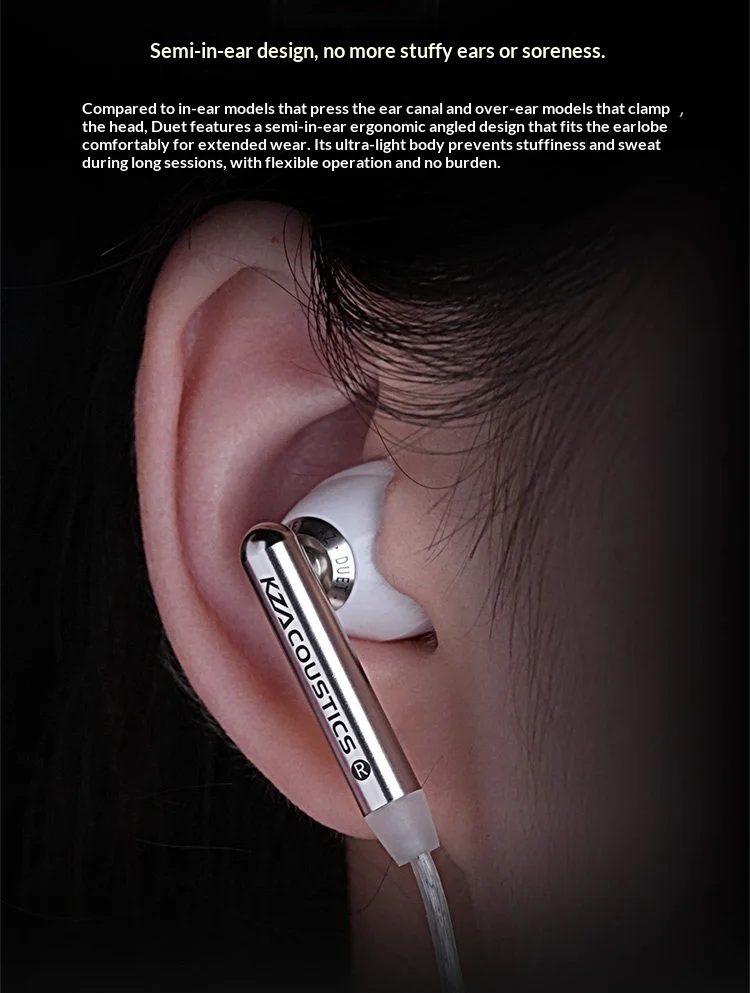 KZ KZ Duet Ohrhörer Hifi Bass Earbud Quad Core Dual Dynamic Driver HD Dual Mic Abnehmbares Kabelgebundenes Headset für Musik und Gaming – Detail 8