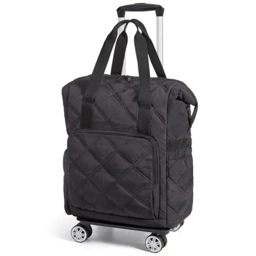

Rolling Duffle Bag with Wheels, 35L Carry on Travel Bag with Detachable Wheels, PVC Wet Pocket Duffle Bag with Handle