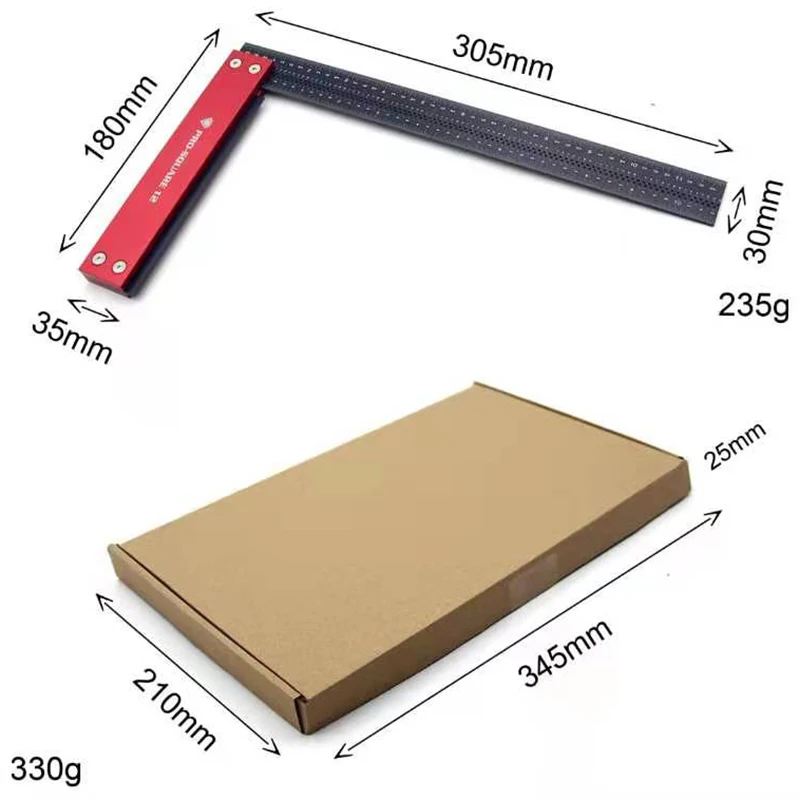 Precision Square Woodworking Scriber, Dual Scales, Tipo L, Sistema britânico métrico, posicionamento do furo, 90 graus Scribing Tool