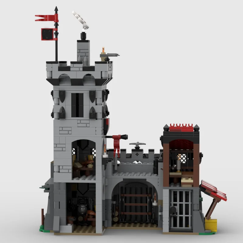 877 elementów MOC Wolfskoczy Zamek Obniżony na Poziomie Ziemi Model do Składania Klocki Architektura Zrób To Sam zabawka klockowa prezent na Boże Narodzenie urodziny