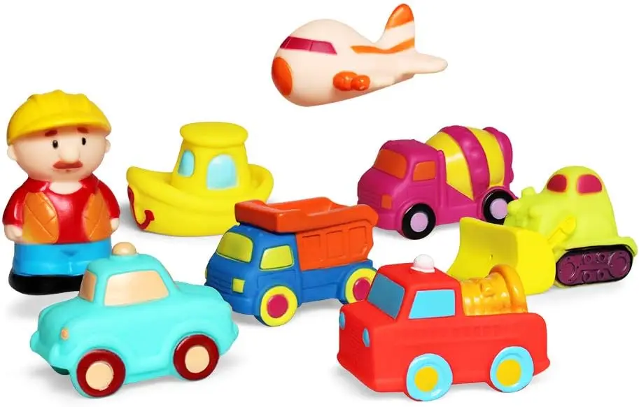 Jouets de bain flottants pour enfants, véhicule de bain, jouets de bain doux pour bébé, apprentissage de la baignoire, jouets de voiture et jouet de camion de baignoire, 8 pièces