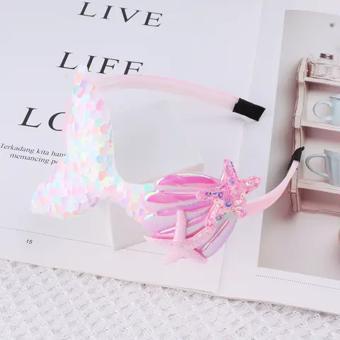 Sjöjungfruhårband för flickor, fiskstjärthårband för kvinnor, vita hårband, snäckskal, havsjöjungfrufestdekorationer, presenter 12 best sales sjöjungfruhårband - №4