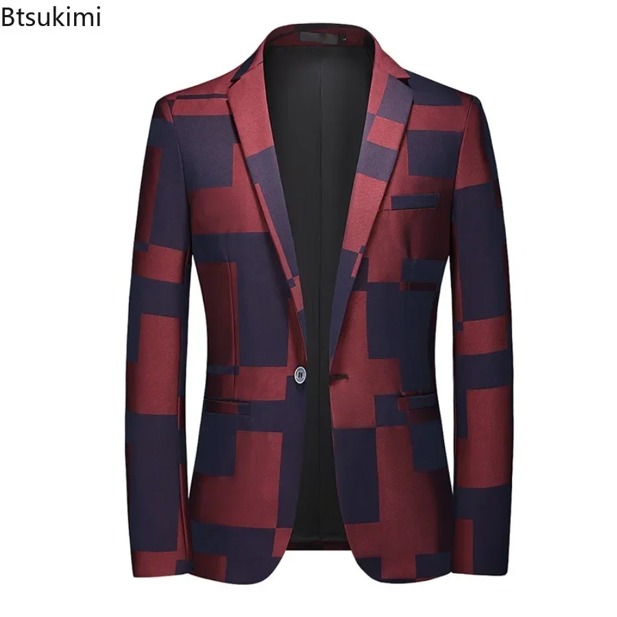 Plus Size Men\'s Suits Jacket Luxury Jacquard Designer Blazer Business Casual Coats Men Wedding Party Slim Tuxedo Dress Suit Tops