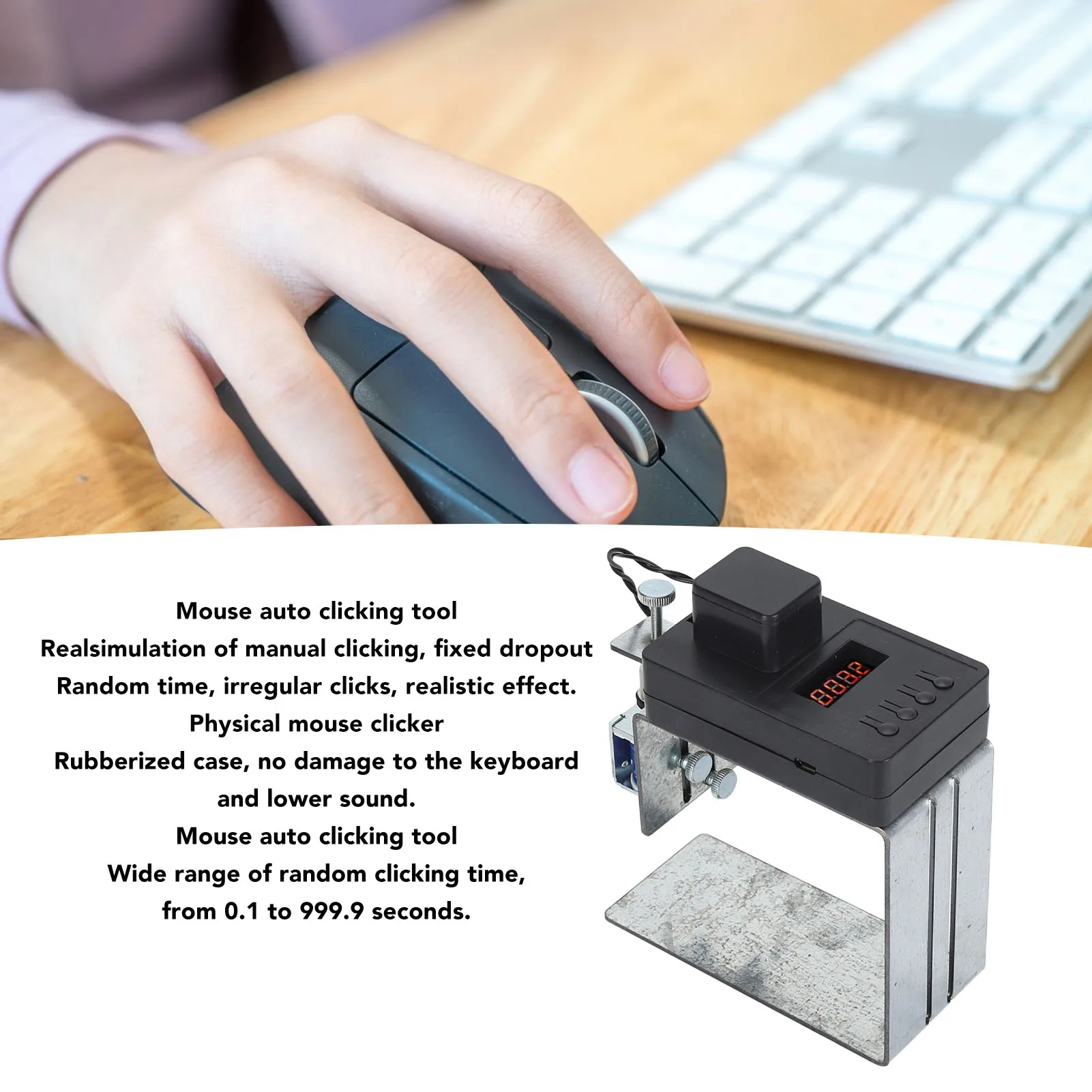 Auto Keyboard Clicker Set Time Auto Clicking Tool Real Effect Iron Physical Mouse Clicker Multifunction for Gaming Computer