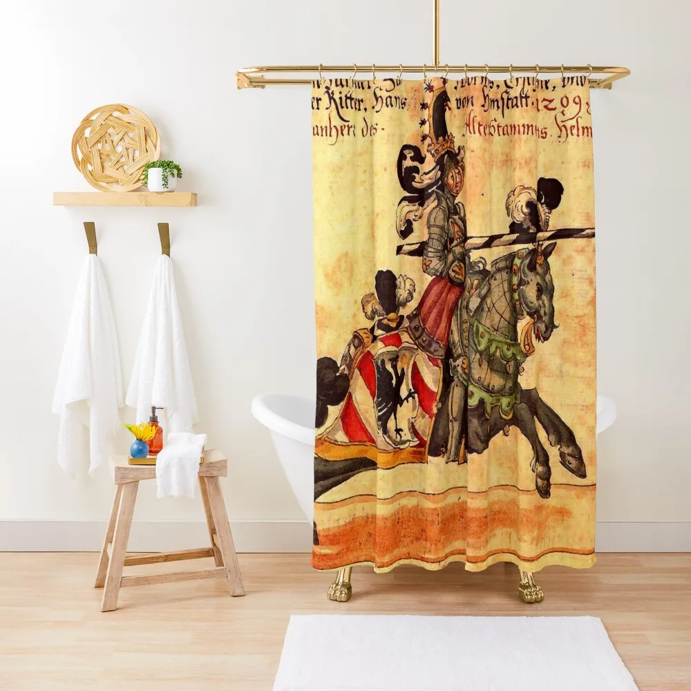 

MEDIEVAL KNIGHT OF THE BLACK EAGLE WITH LANCE HORSEBACK Shower Curtain Bathroom Accessory Shower For Bathroom Set Curtain
