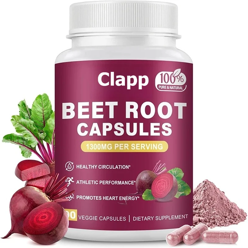 

Pure Beetroot Powder, 1300mg - Supports Blood Pressure, Natural Energy, 60 Capsules