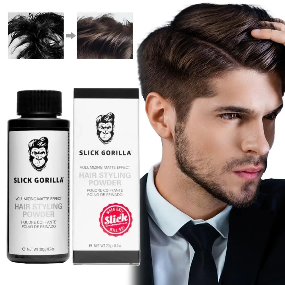 Bedak Penata Rambut Pria Slick Gorilla, Bedak Serat Rambut Matte Penambah Volume, Tidak Lengket, Alami, Bedak Rambut Kering, Mudah Dibersihkan, Perawatan Rambut