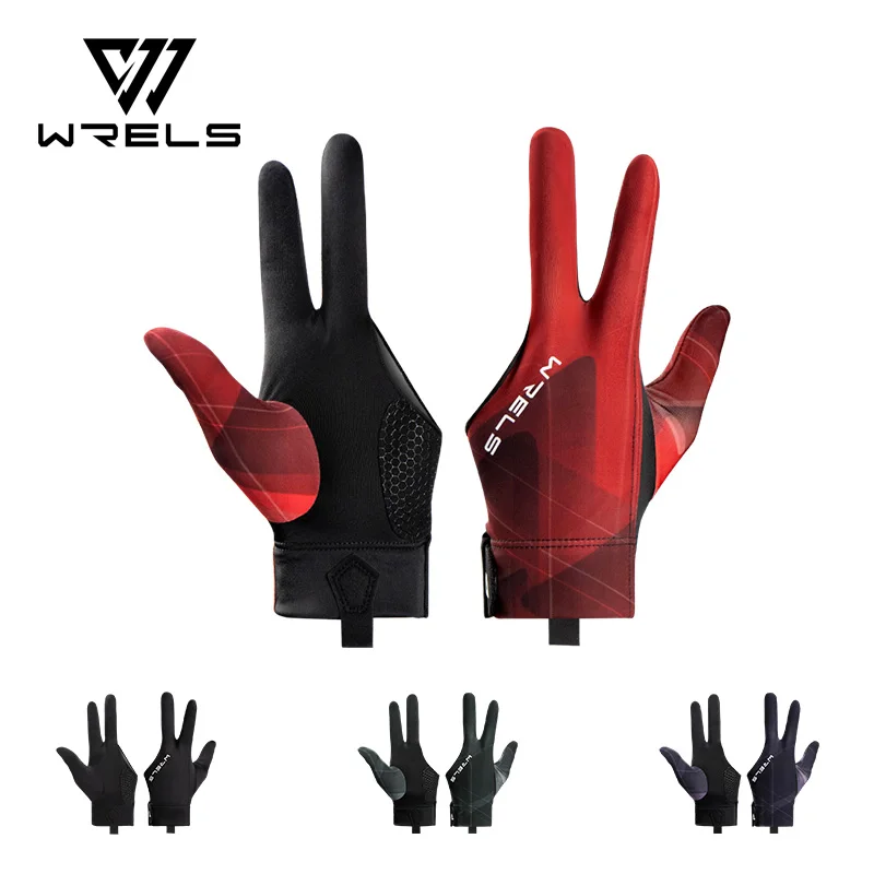 WRELS 1PC Three Finger Billiards Gloves Anti-Slip Lightweight Billiard Training Gloves Adjustable Exposed Finger Wear-resistant