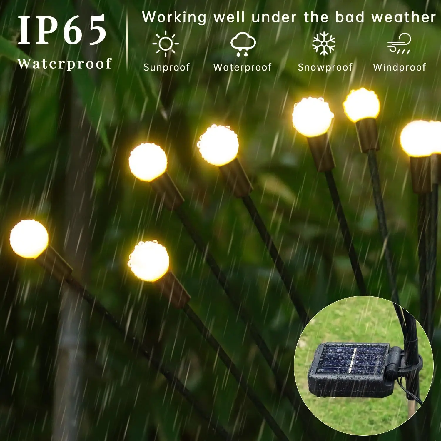 Imagem -03 - Led Solar Firefly Outdoor Lights Sun Powered Light Energy Saving Jardim Casa Gramado Fada Lâmpada de Paisagem Atmosfera