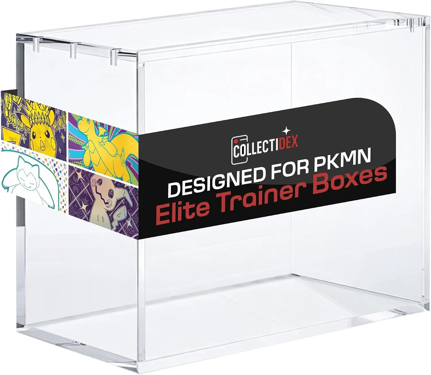 Acrylic Display Case with Metal Magnetic Lid,8mm+5mm Thick Clear Storage Box for ETB Elite Trainer Box,TCG Cards Booster Packs,Action Figures,UV Protection Dustproof Waterproof,Stackable for Desk Shelf Home Office Game Room