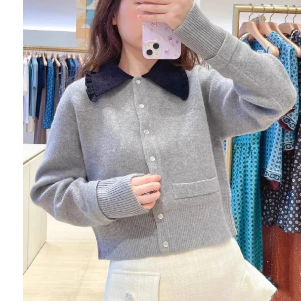 

Женский серый кардиган с длинными рукавами, облегающий, элегантный, теплый зимний топ для офисных дам.