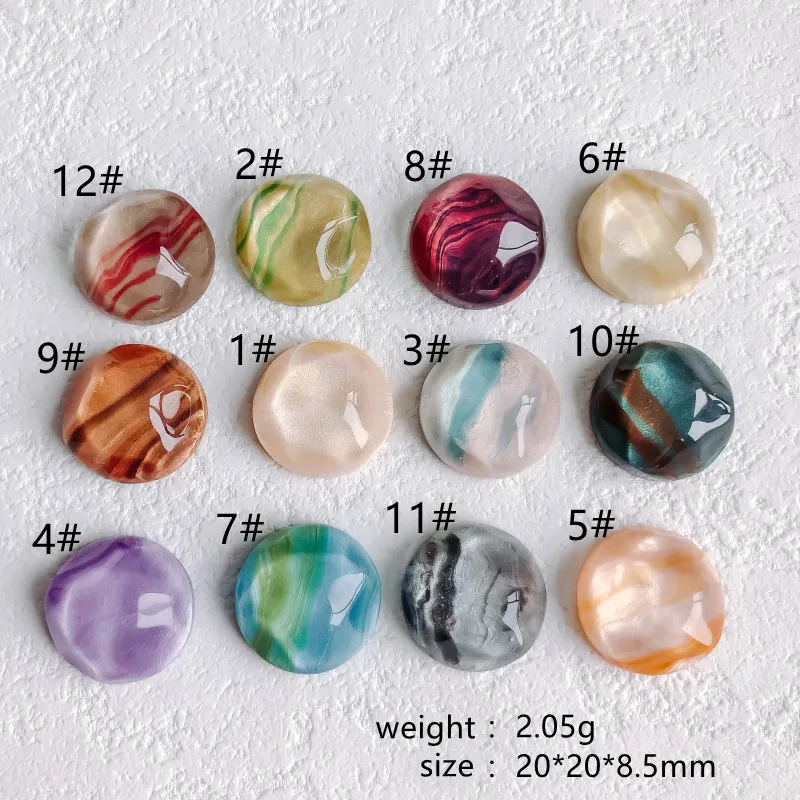 Resin Plastic Flat Back Round Spacer Cabochon Pendant Earring Charms Accessories Jewelry Making Sipplies Diy Handmade 10pcs