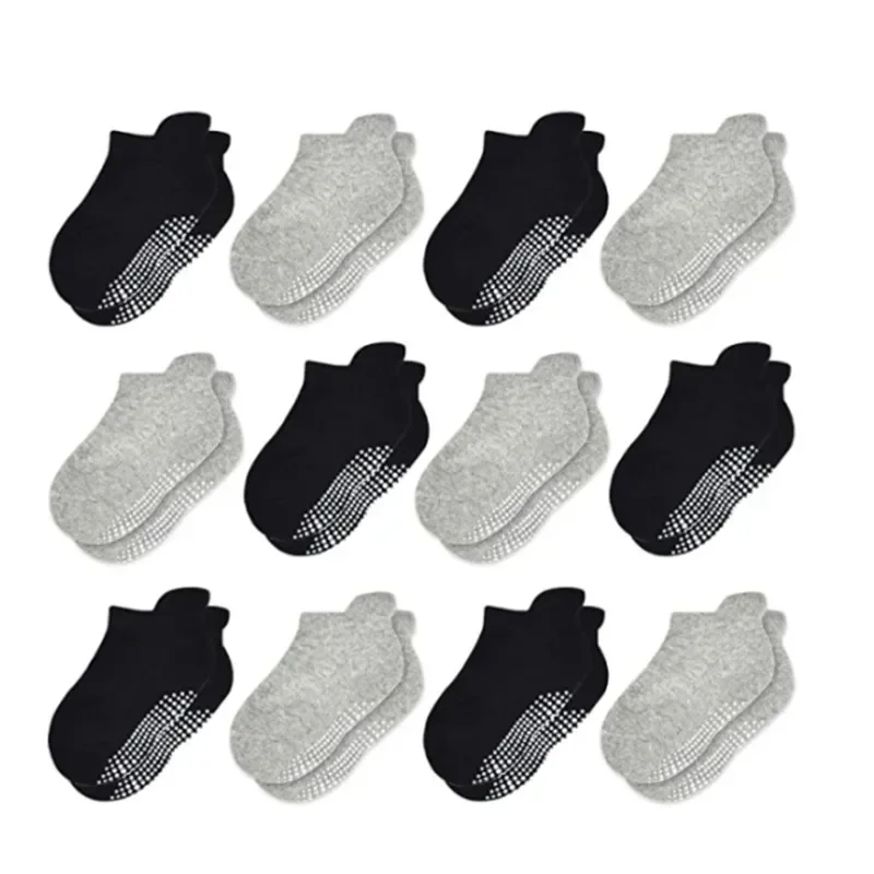 6 Pairs Boys Girls Anti-slip Socks Soft Breathable Cotton Babys Boat Socks Trampoline Socks 0-3years