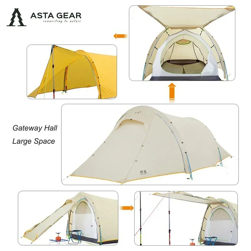 

Палатка для кемпинга Asta Gear-Ultralight из нейлона, ветрозащитная, 2-местная, 20D, ультралегкая