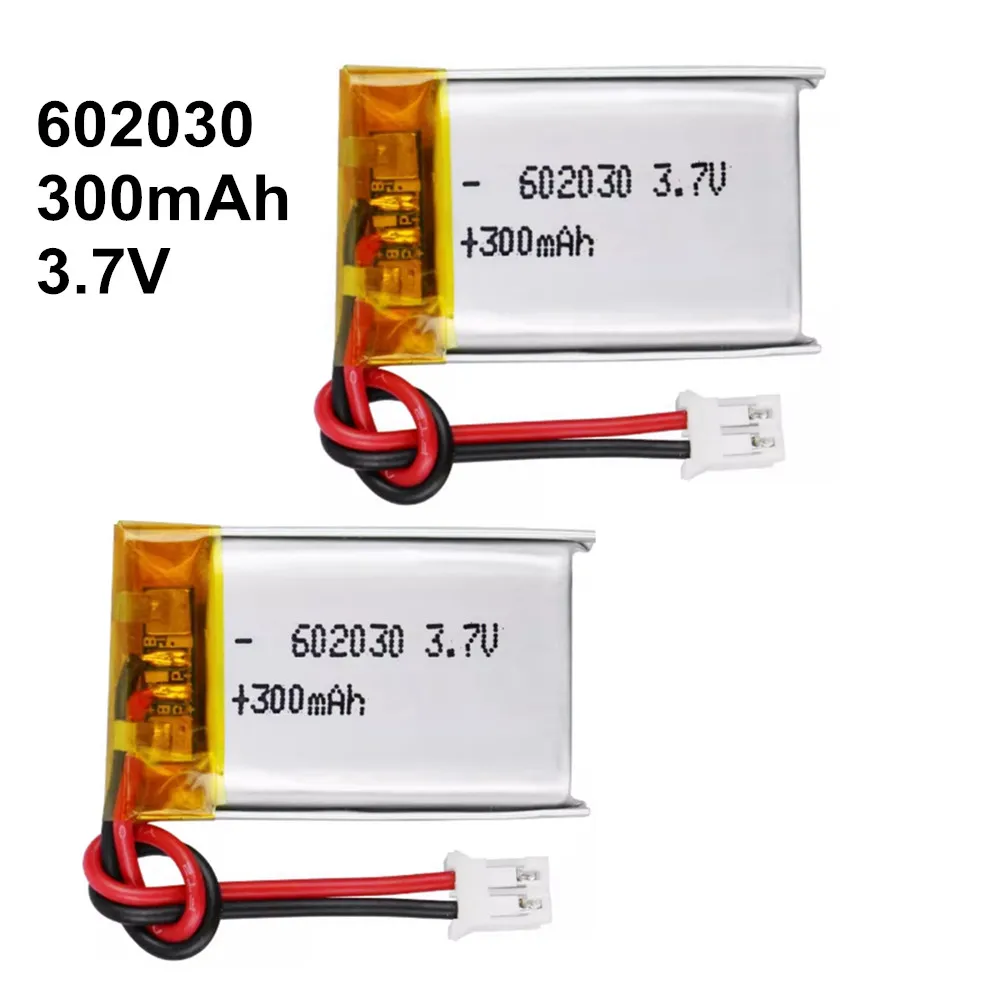 1-10PCS 602030 300mAh 3.7V Polymer Lithium Rechargeable Battery PH2.0mm 2P Plug for Bluetooth Headset Speaker Monitor Self-Timer