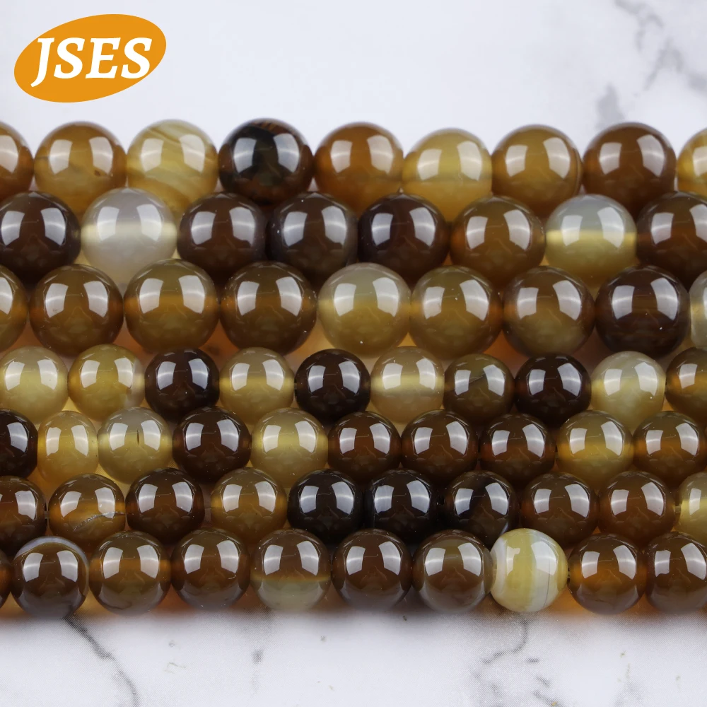 

JSES Natural Coffee Agate Onyx Loose Stone Beads for Jewelry Making Bracelet Necklace Charm DIY Gift Accessories Spacer Beads