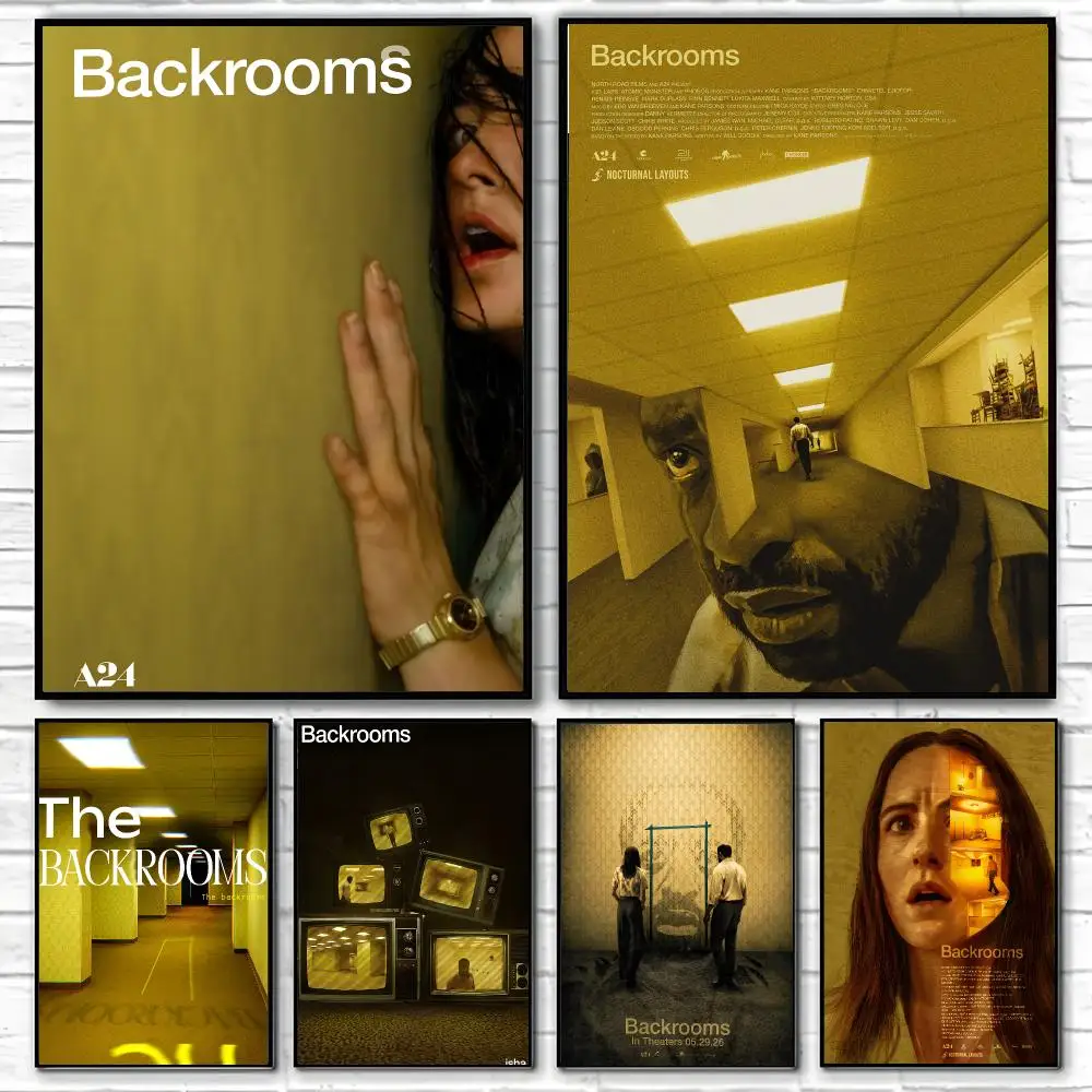 Horror Concept The Backrooms Poster Self-adhesive Art Waterproof Paper Sticker Coffee House Bar Room Wall Decor