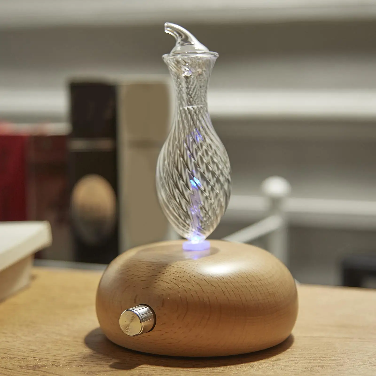 Nebulização elétrica puro óleo essencial difusor de vidro topo aroma fragrâncias atomização umidificador ar noite lâmpada para casa escritório