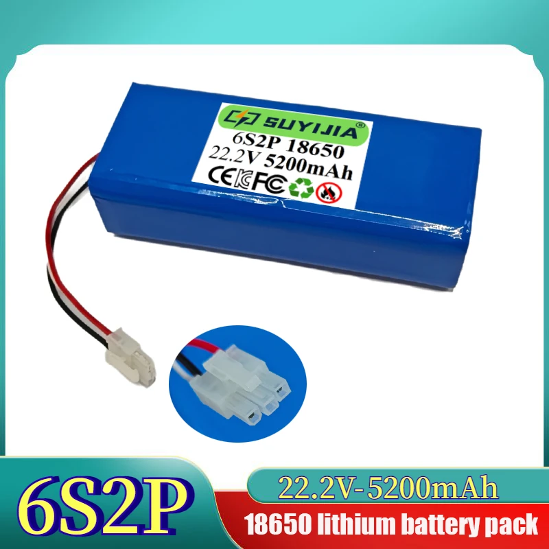 

6S2P 22.2V 5200mAh Li-ion Battery Pack - 18650 Rechargeable Battery for DIY/RC Drone/Robot - BMS Protection