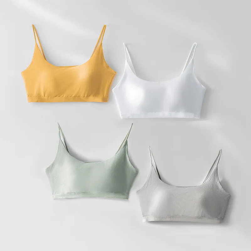 Women's Seamless Chest Pad Small Tube Top Sexy Bra One Piece Pajamas Modal Cotton Sleepwear Vest Female Underwear Base Wear